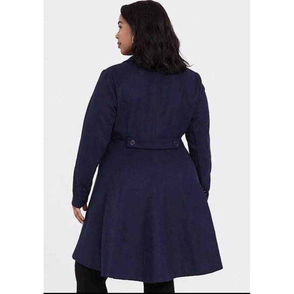 Outlander Swing‎ Coat Women's 6X Navy Blue Rayon Stretch Double Breasted 7424 - Picture 3 of 13